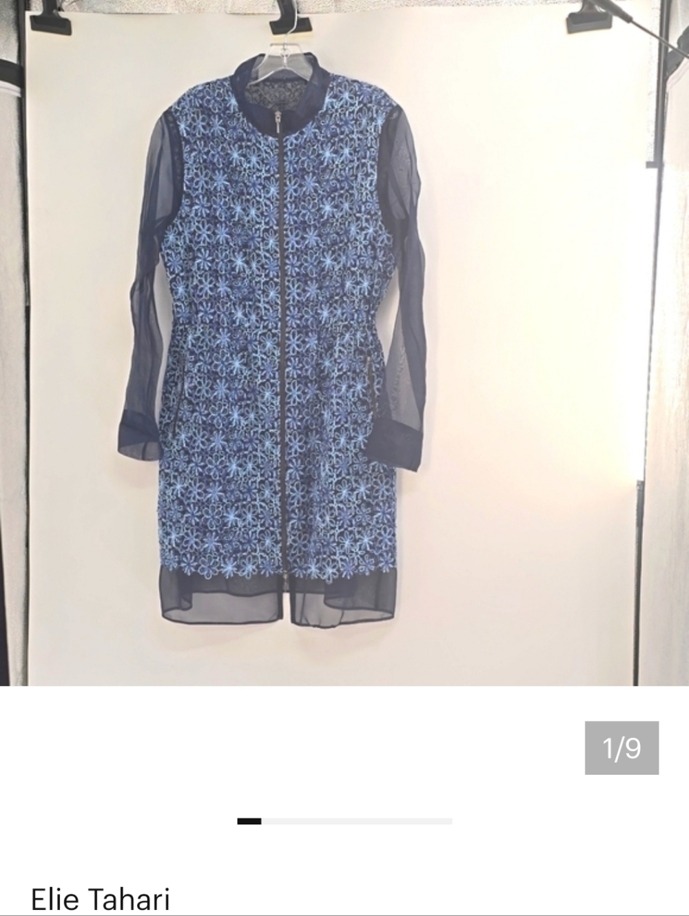 ELIE TAHARI OPHELIA EMBROIDERED AND SILK LONG JACKET - Picture 10 of 10